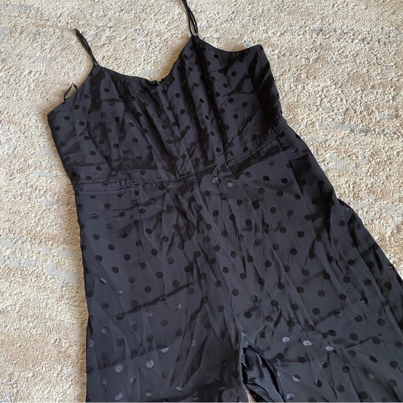 Anthropologie The Essential Jumpsuit Polka Dot Black V Neck Sleeveless Strappy - Picture 3 of 10